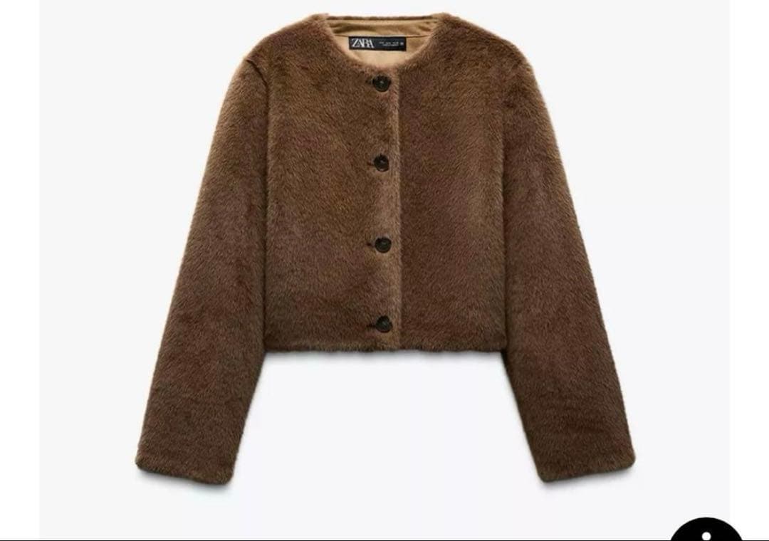 ZARA】フェイクファーショートジャケット/ブラウン＊XS - メルカリ