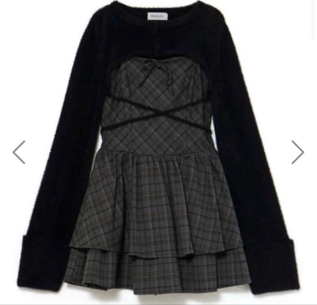 BUBBLES オープンネックギャザーワンピース - メルカリ