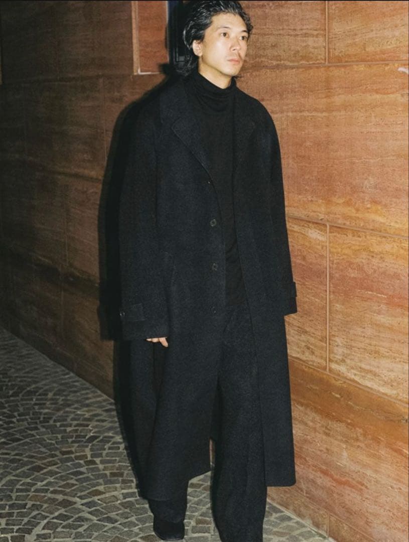 STRECCAN REVER COAT 黒 ウール混紡 チェスターコートマキシ丈 LIDNM（リドム）の「STRECCAN REVER COAT（チェスターコート）」 - WEAR