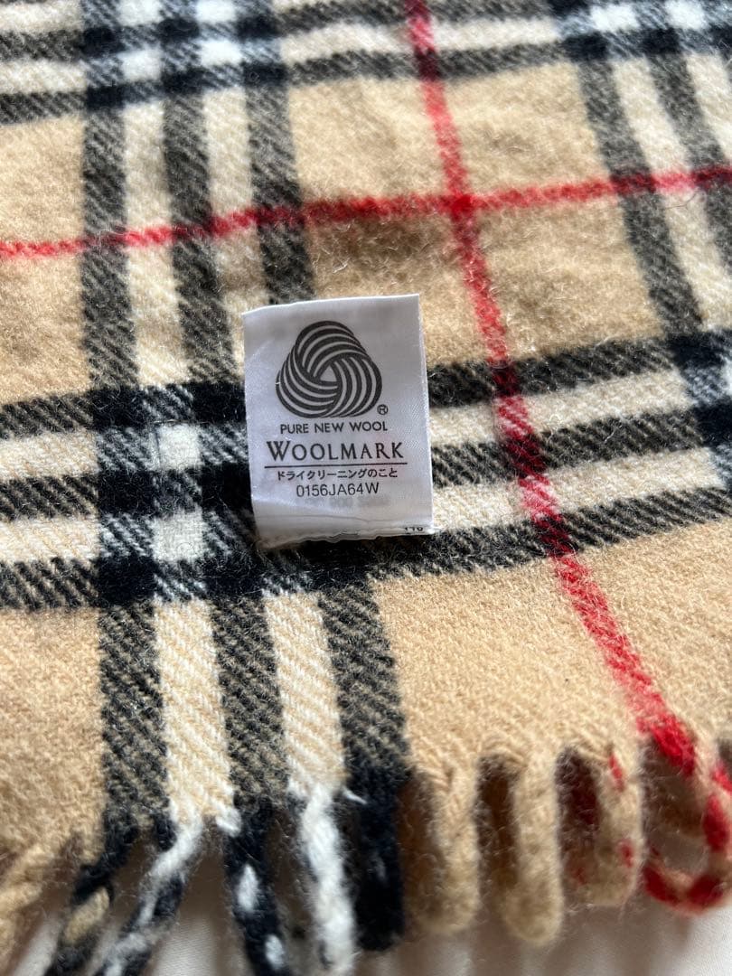 バーバリー ノバチェック チェック柄ストール ひざ掛け フリンジ付