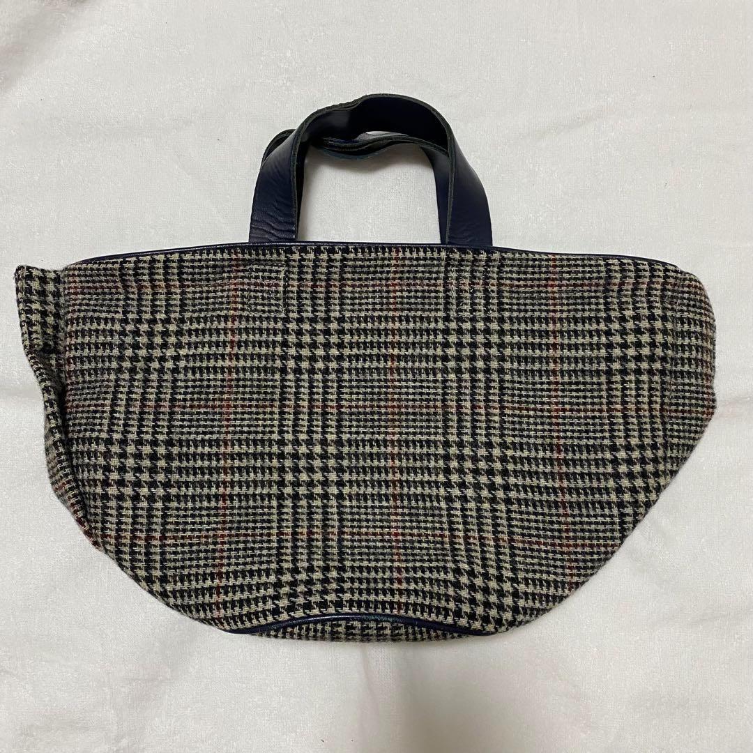 ラドロー】ツイード ラウンドトートバッグ 鞄 千鳥格子チェック柄