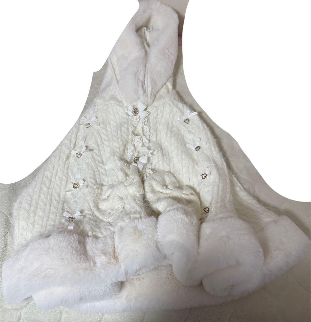 LIZLISA ぽんぽんりぼん ニットファーポンチョ - メルカリ