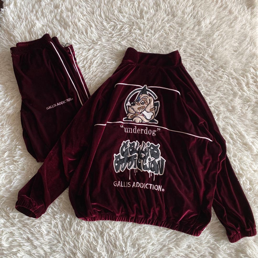 GALFY ガルフィー ベロアセットアップ ジャージ ベルベット レッド