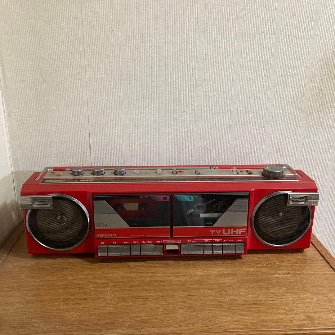 ジャンク品 ダブルラジカセ 赤 HITACHI TV UHF - メルカリ