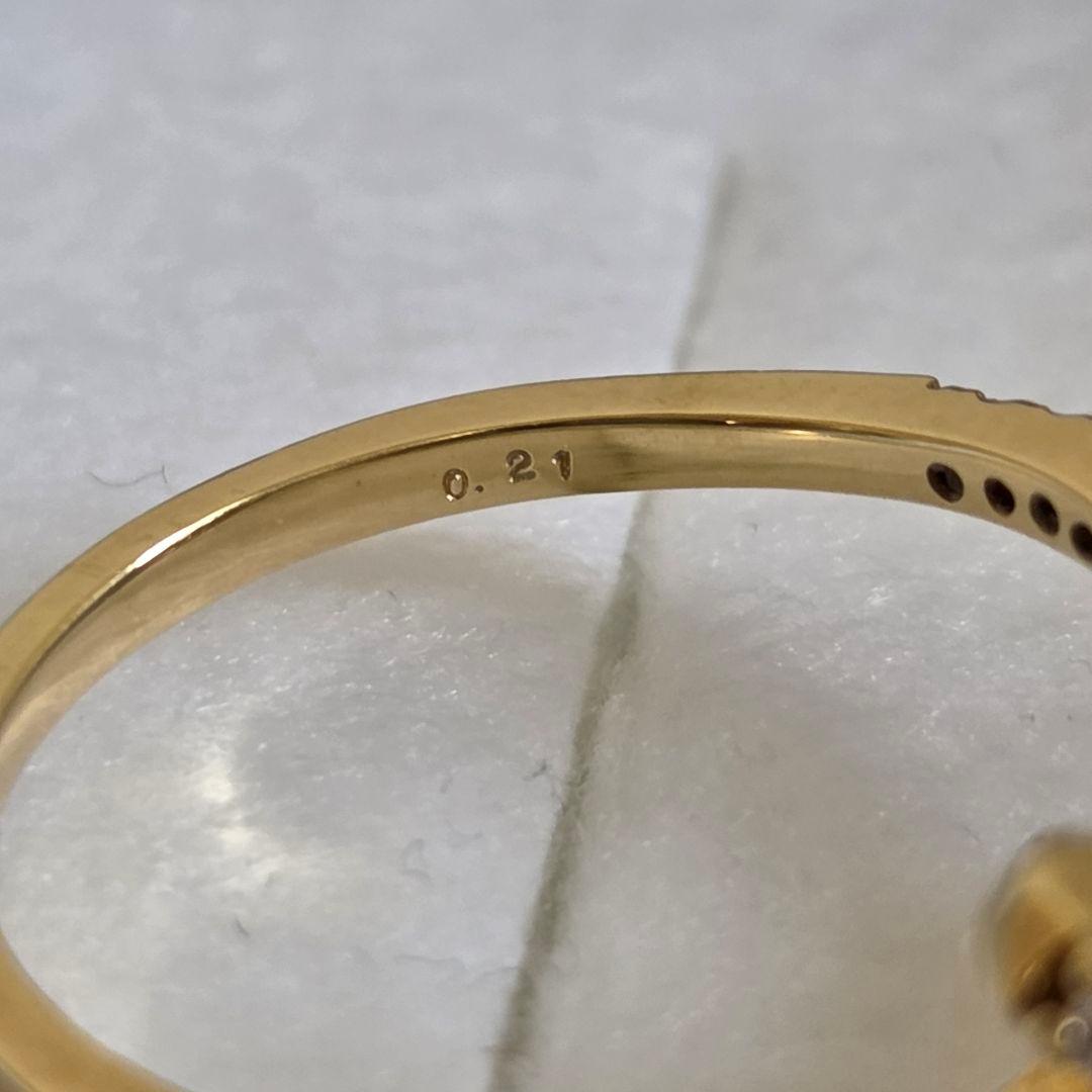 ち*こ様 K18　YG　リボンリング　ダイヤモンド　チャーミータナカ　0.21c