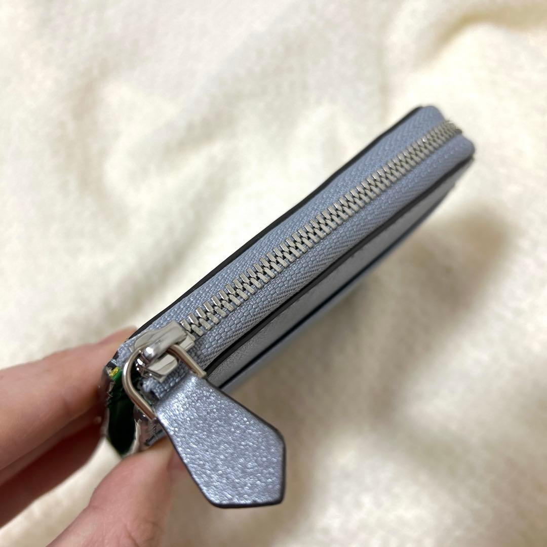 はな様専用 SILNA メタリックシルバー 二つ折り財布 牛革 ミニサイフ