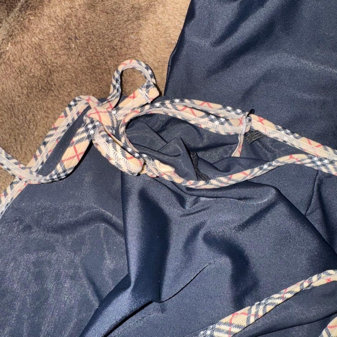 ①Burberry スカート付き水着 M 黒　ノバチェック　山陽商会 日本人M