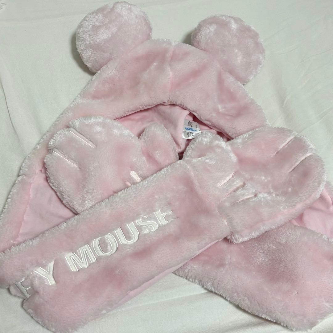 美品 ディズニー レア ミニー ピンク ファンキャップ マフラーキャップ