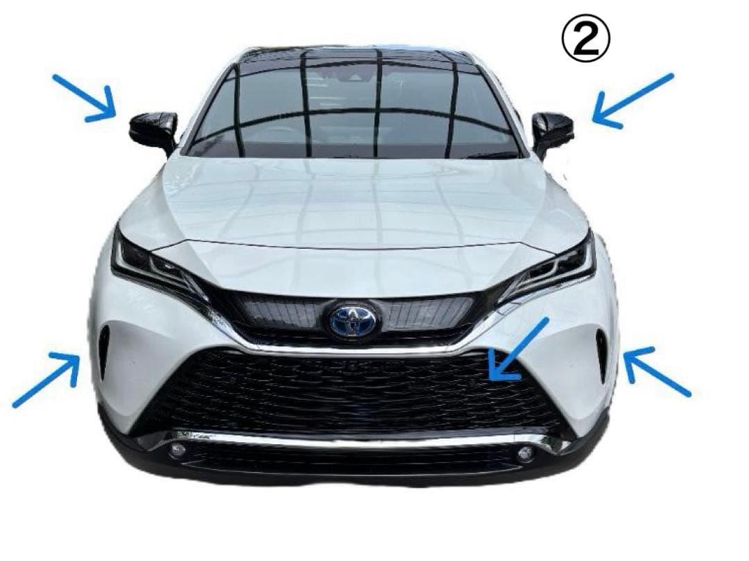 ハリアー80系 PHEV用フロントグリル（加工済）+ホールカバー+ミラー