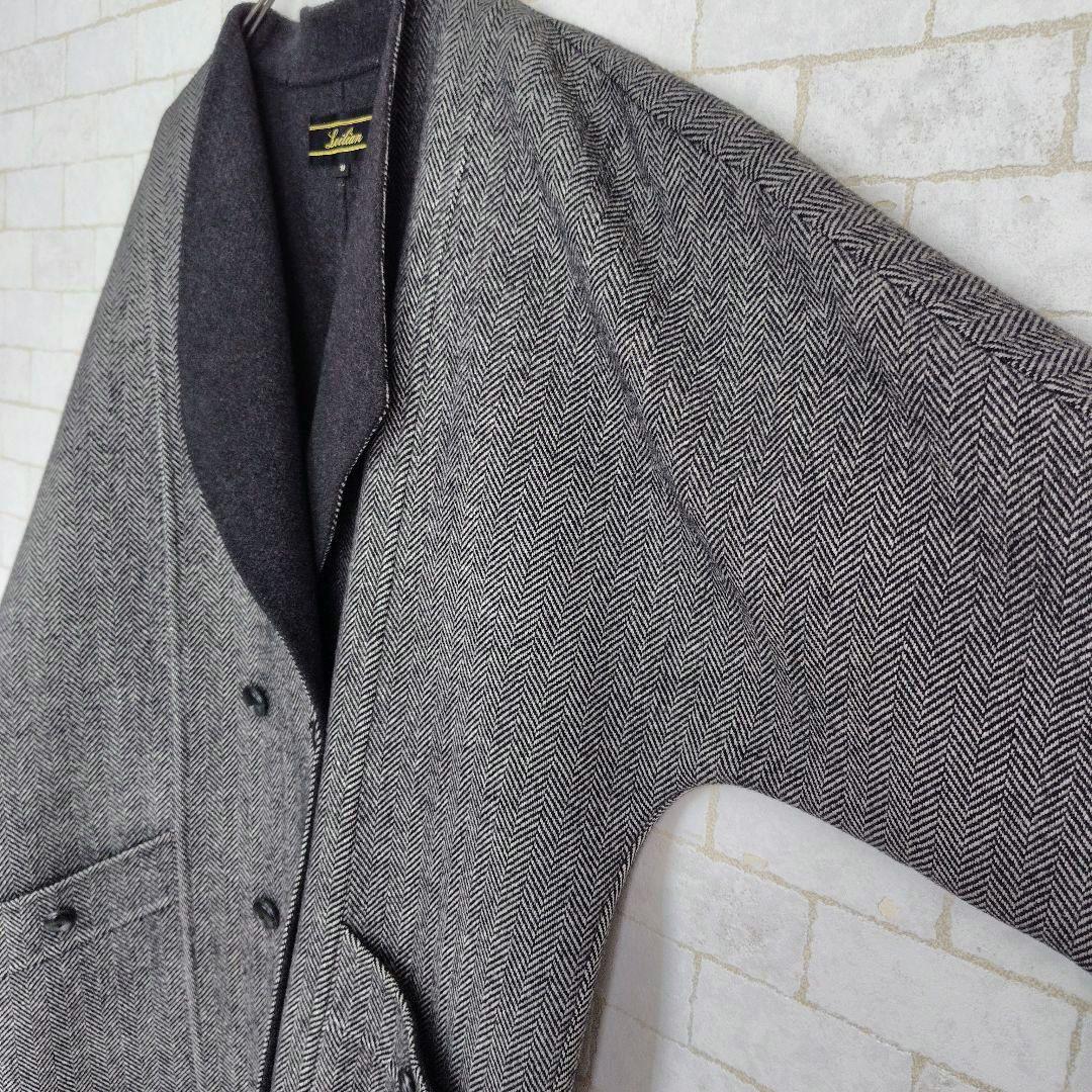 レリアン【M】カシミヤ混30％ チェスターコート ヘリンボーン柄
