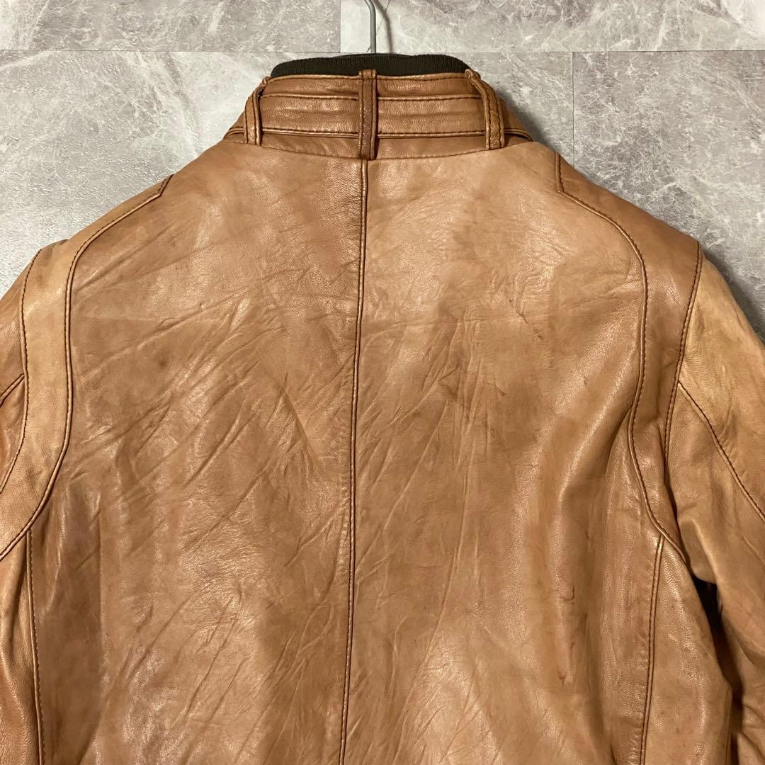 MEN'S BIGI】羊革 レザージャケット キャメルブラウン トロトロ肌触り