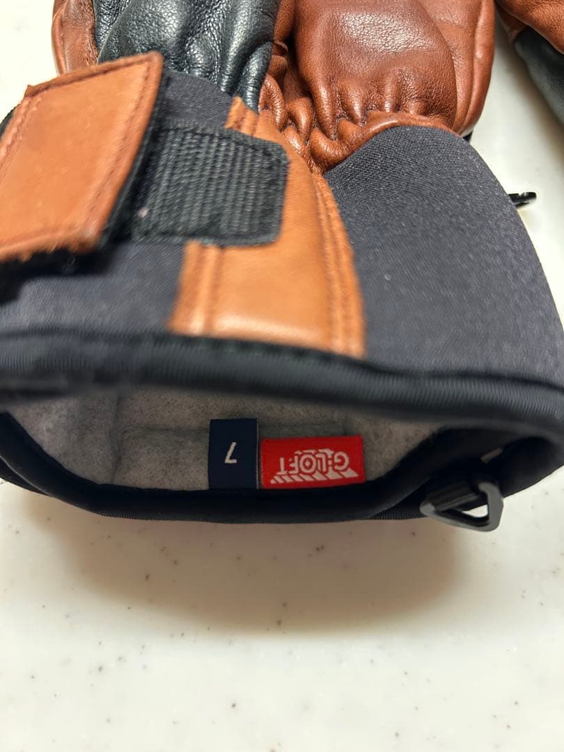 HESTRA ミトングローブ レザー 3フィンガー サイズ7 ネイビーブラウン