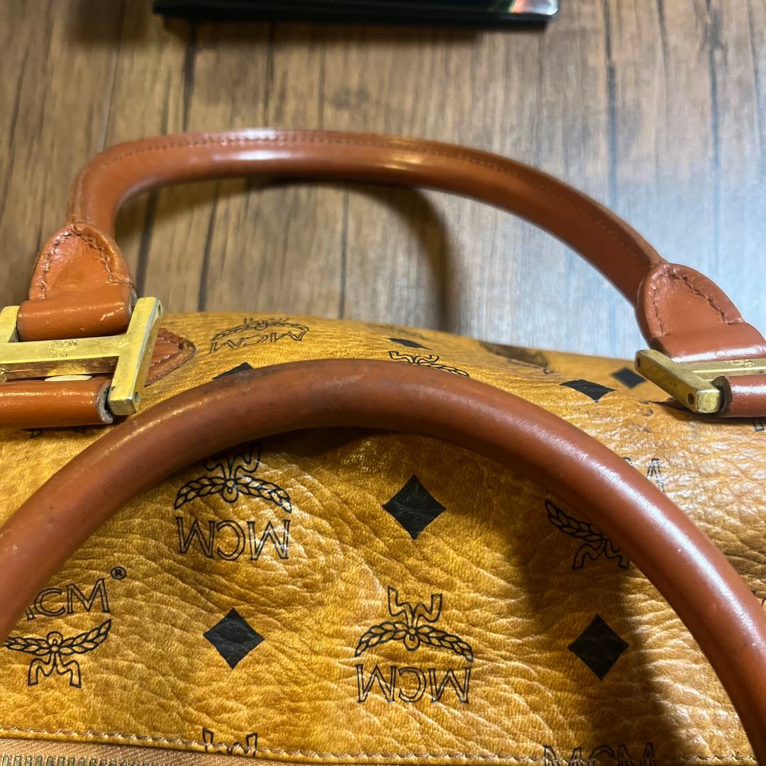 MCM ヴィセトス レザー ハンドバッグ ボストンバッグ ブラウン - メルカリ
