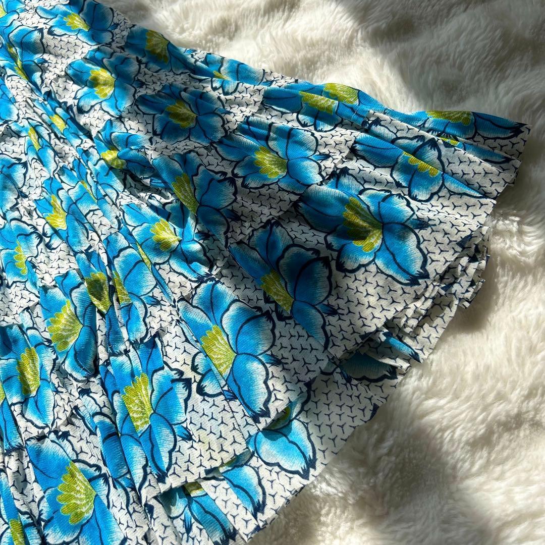 美品】VIVIENNE TAM 花柄 ティアードロングスカート 青 黄色 - メルカリ