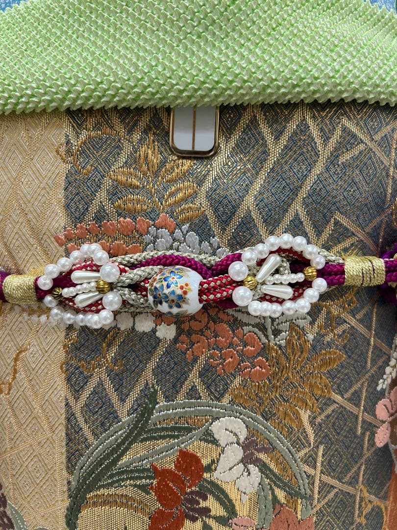 振り袖　フルセット　別誂長襦袢　金彩加工　刺繍入り　たたき染　奥田秀水　　752