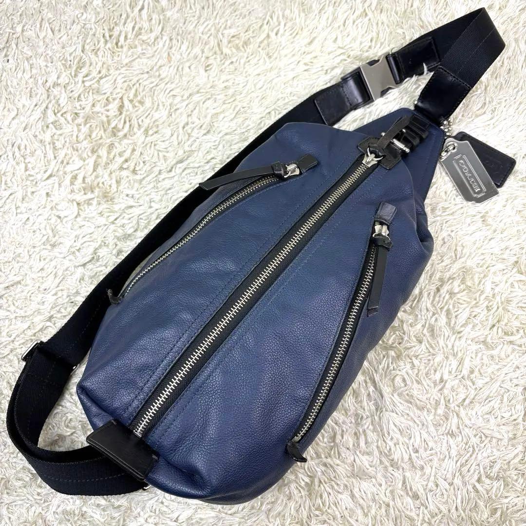 希少色 極美品 コーチ トンプソン ボディバッグ レザー シボ革