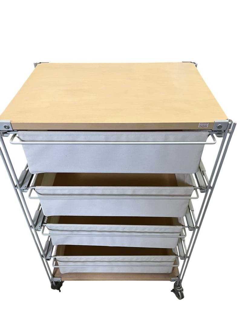 無印良品 スチールユニットシェルフ 4段帆布バスケット 木製天板 MUJI