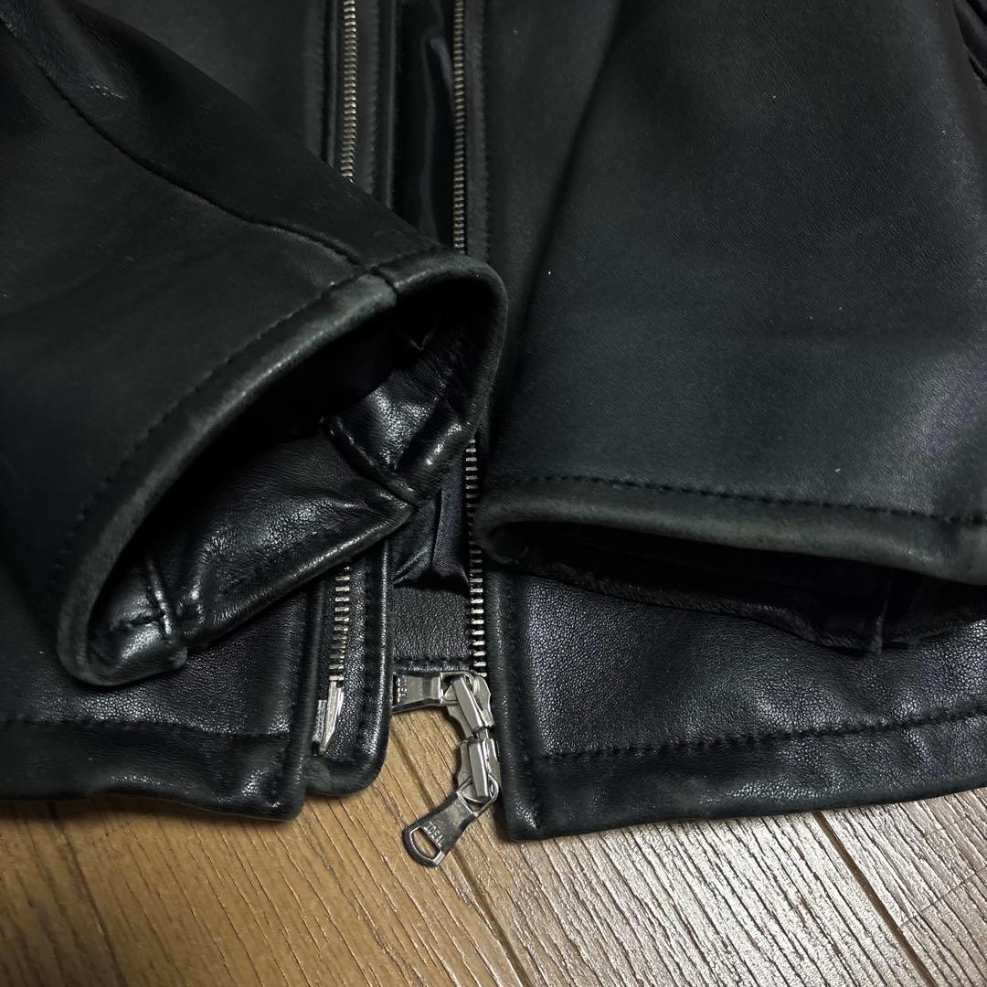 ユナイテッドアローズ レザー JK シングルライダース 羊革 ブラック L