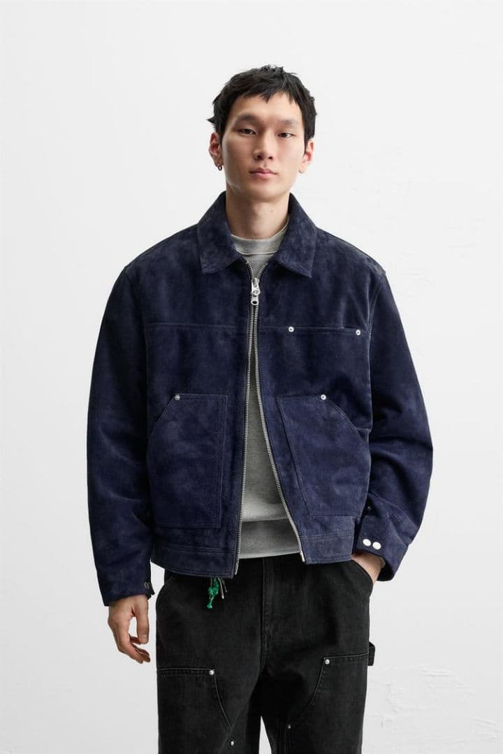 ZARA ジャケット スプリットスエードレザージャケット - メルカリ