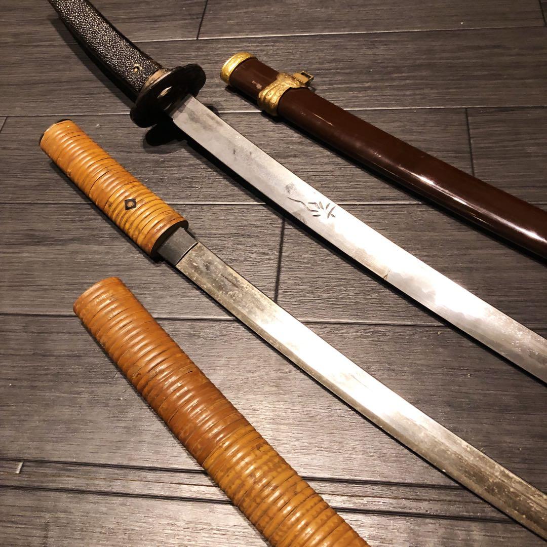 模造刀 2本セット 太刀 脇差 骨董品 ジャンクあり 藤牧 白鞘 - メルカリ