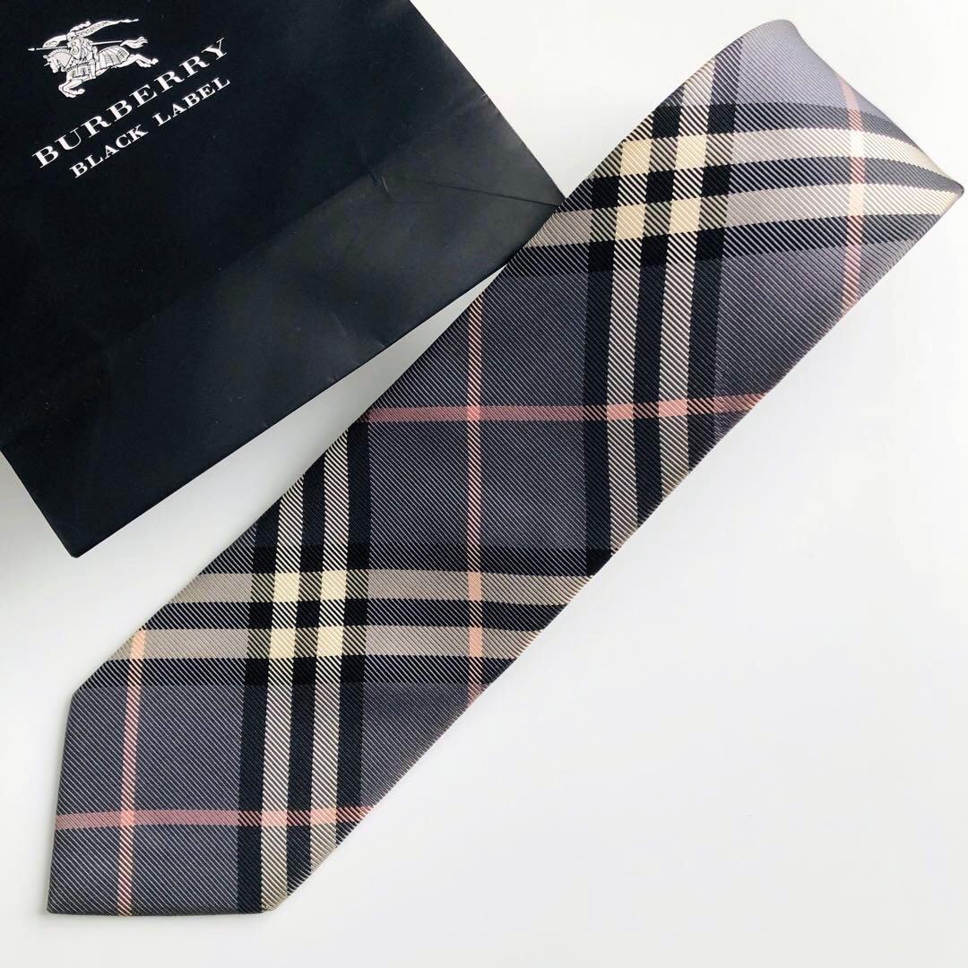 バーバリーブラックレーベル ネクタイ ノヴァチェック柄 グレー - メルカリ
