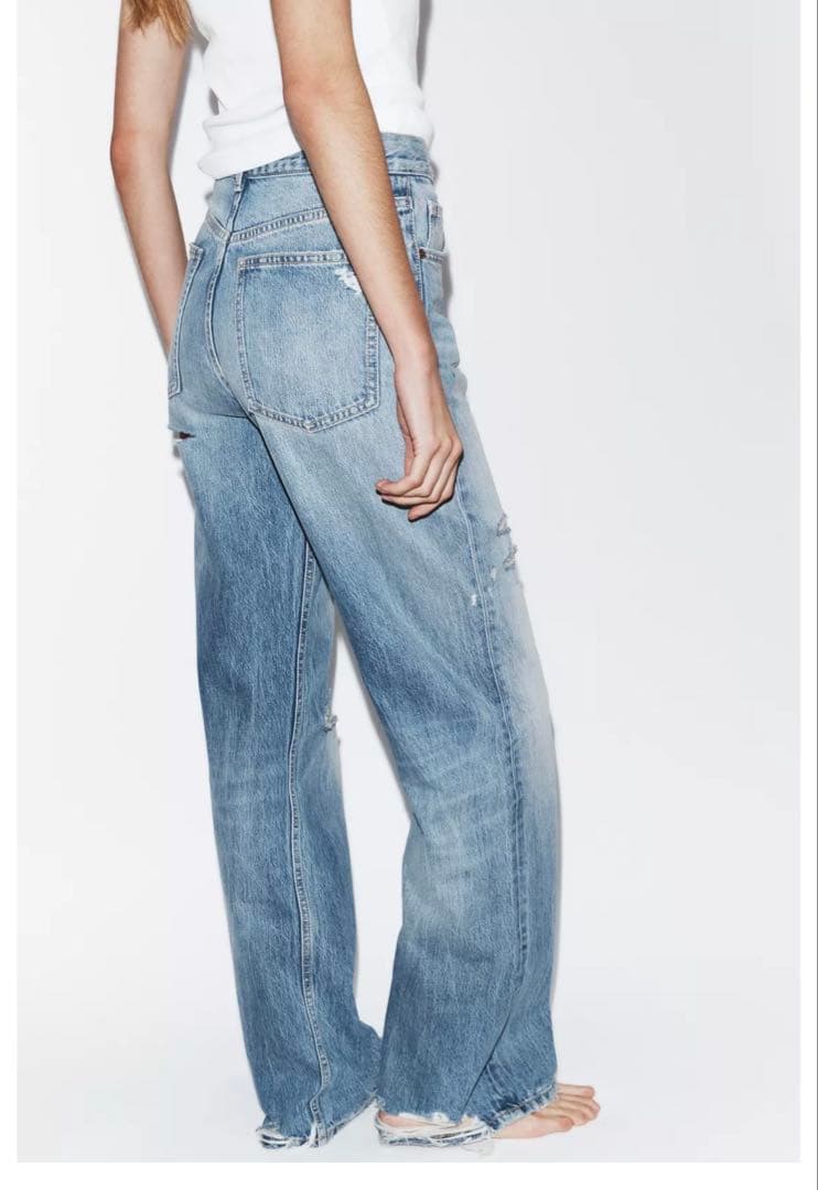 TRF エクストラワイドレッグハイウエストデニムパンツ - ダーク