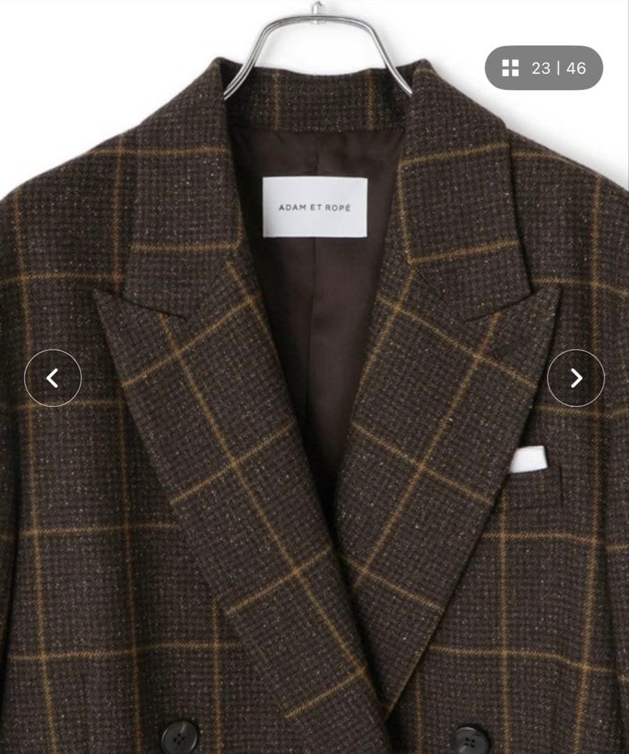 《完売》【ADAM ET ROPE'】ダブルブレストツイード＆チェックジャケット