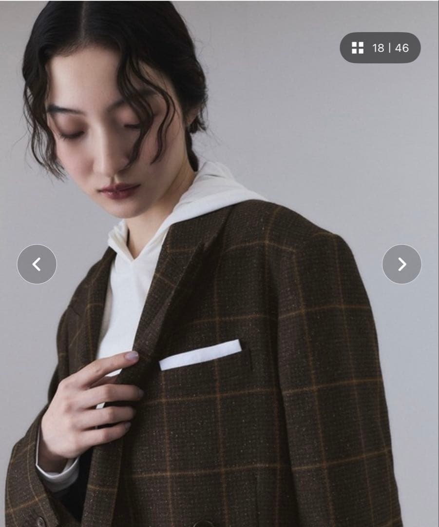 《完売》【ADAM ET ROPE'】ダブルブレストツイード＆チェックジャケット