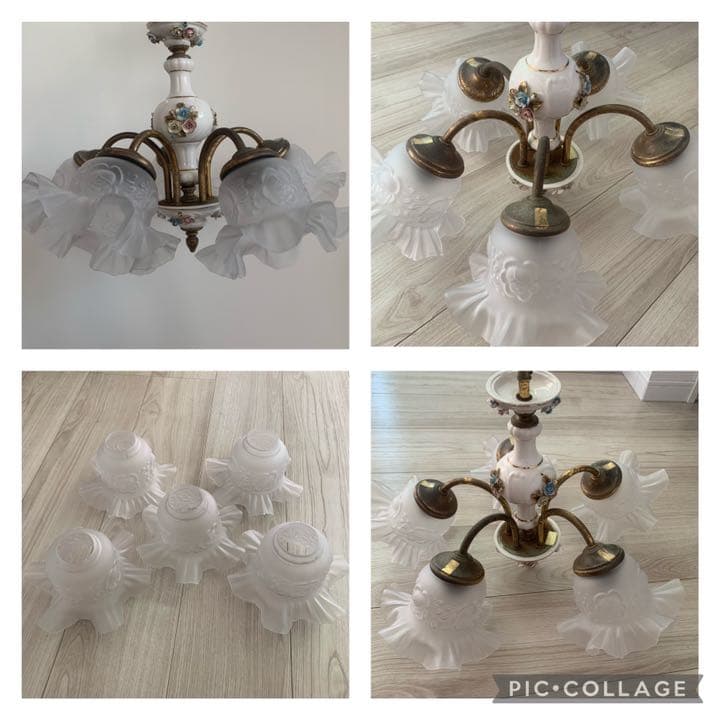 アンティーク 照明 陶磁器 製 YAMAGIWA ヤマギワ シャンデリア 5灯