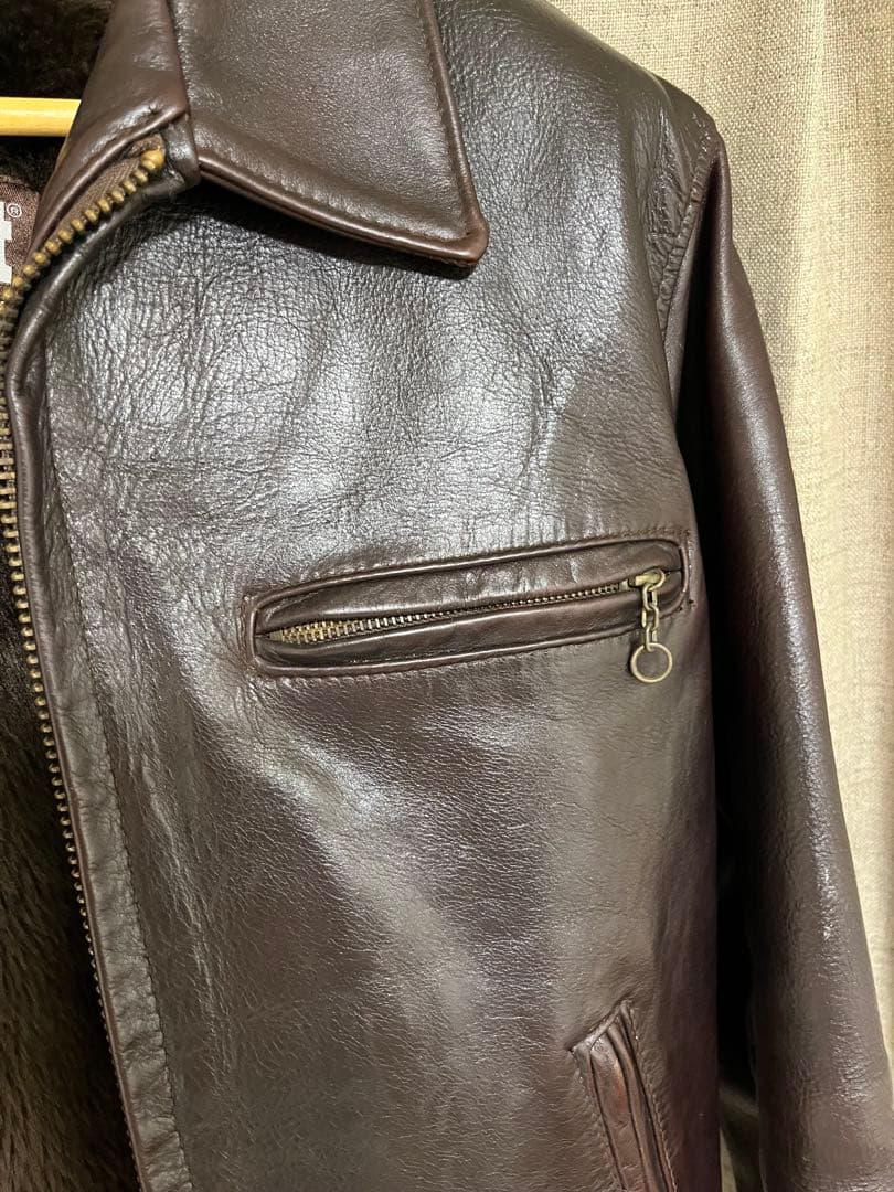 Schott 643EVS 襟付きシングルライダース ダークブラウン サイズ38