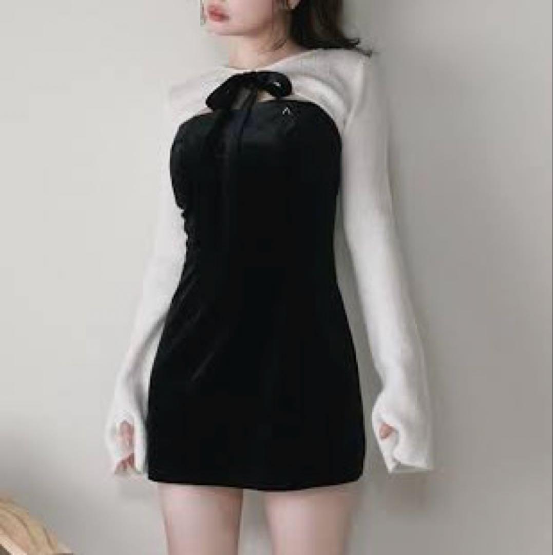 andmary anita ribbon mini dress black - メルカリ