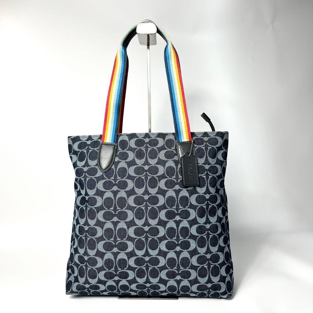 未使用級 コーチ 大容量 A4収納可能 トートバッグ 肩掛け デニム