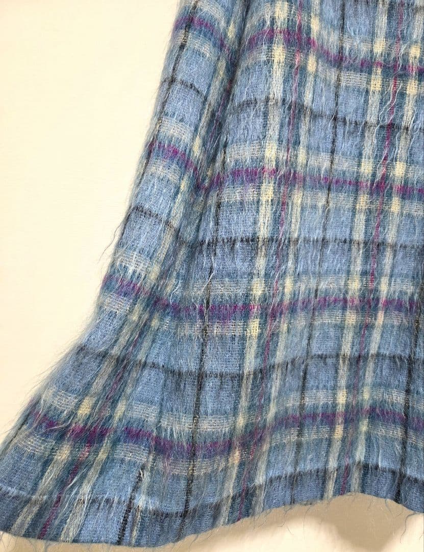 YORKLAND ヨークランド ヴィンテージ ロングポンチョ モヘア チェック