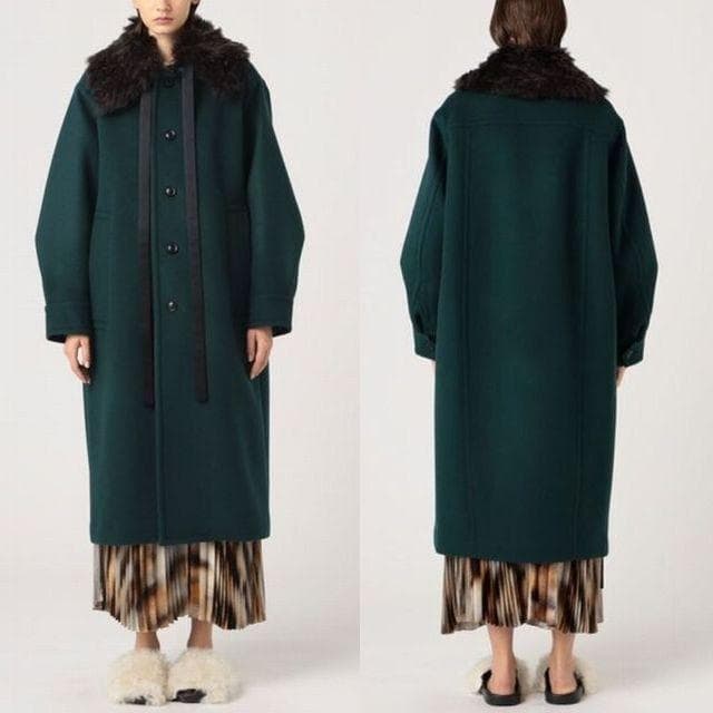 19.8万円】 TOMORROWLAND.B ムートンファー襟 ウールコート - メルカリ