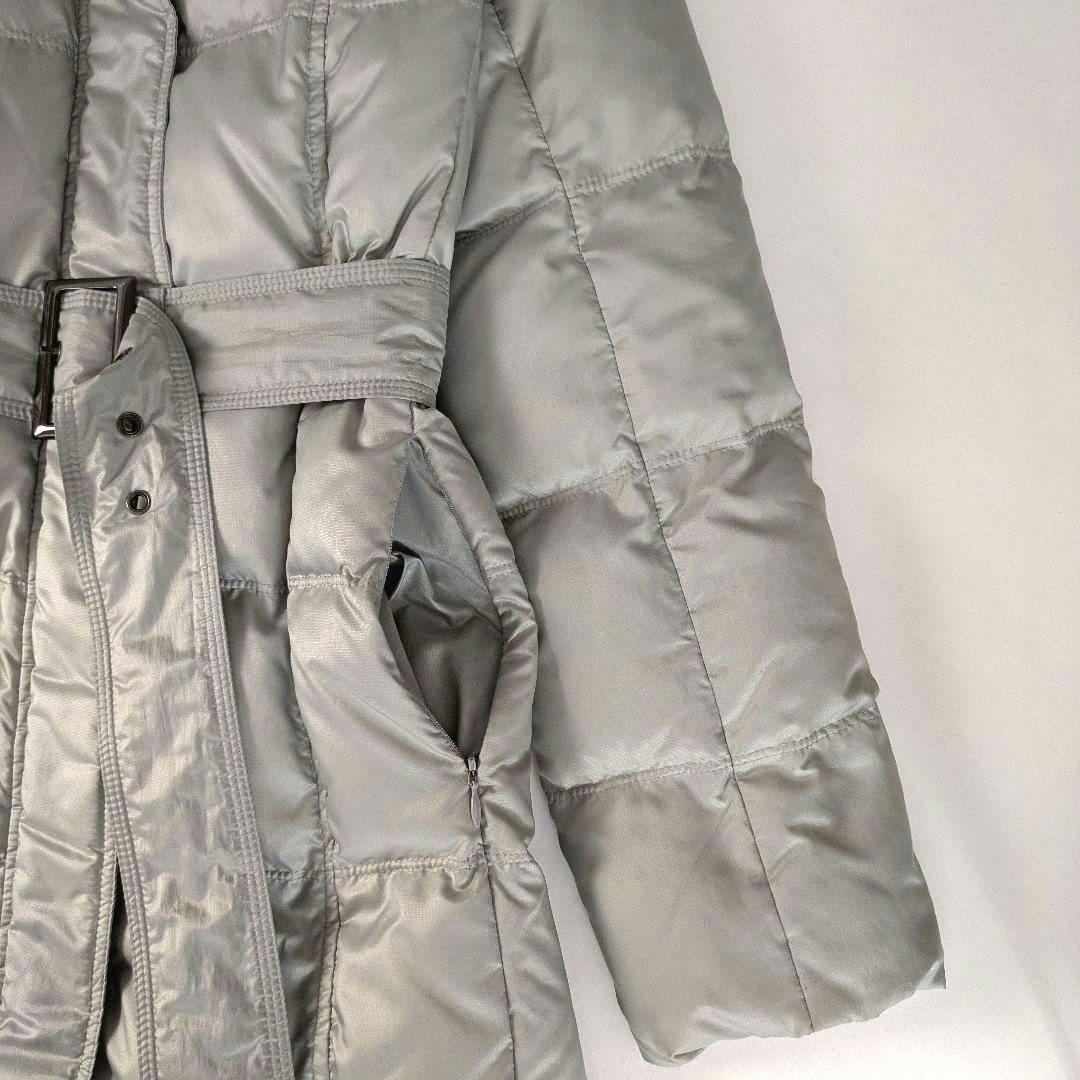 自由区 ダウンコート ロング ショールカラー ベルト付き Aライン オン