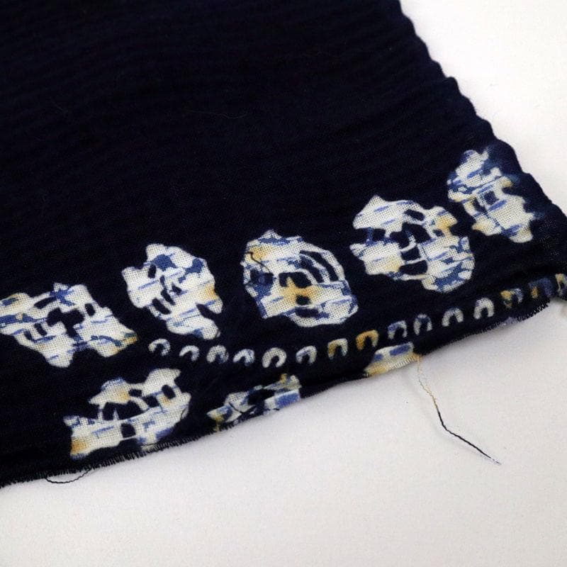 《かさ★手縫い仕立て+ロウケツ染め■浴衣リップル生地木綿紺反25-113》