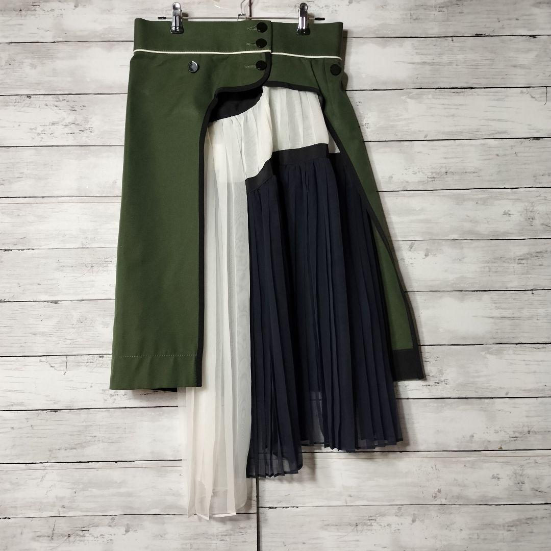 sacai サカイ プリーツスカート ドッキング レイヤード コットンシルク sacai（サカイ） 21SS Suiting Skirt プリーツ加工 スーチング