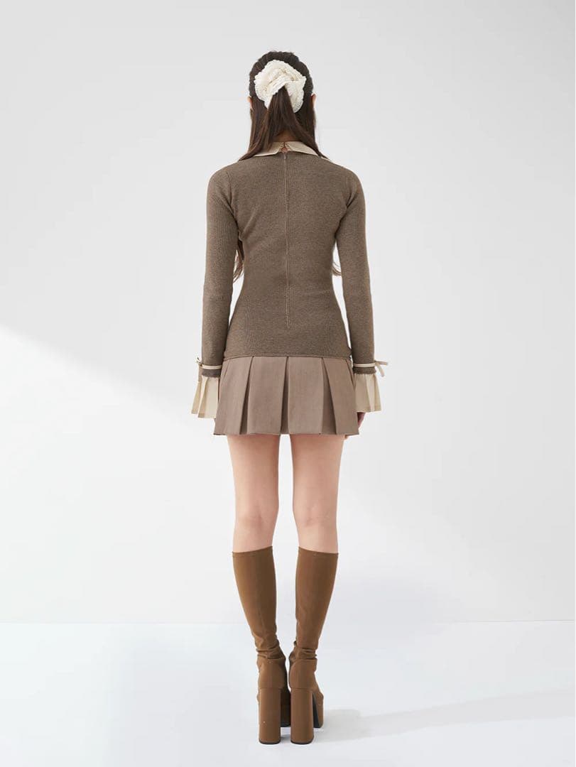 Darich シャツドッキングプリーツミニワンピースモカ MOC FREE - メルカリ