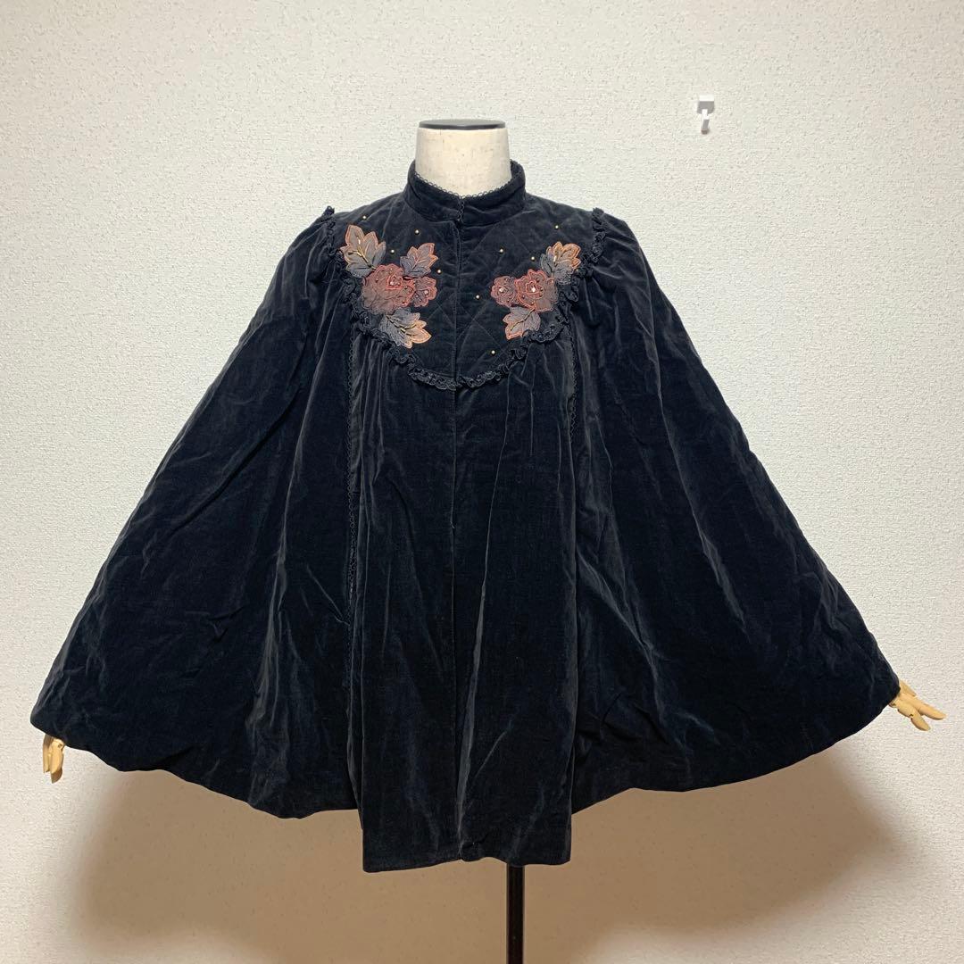 ジンカトウ ジンカトー マント フラワー 体型カバー 着物 V系 別珍 ベロア ジンカトウ ジンカトー マント フラワー 体型カバー 着物 V系 別珍 ベロア