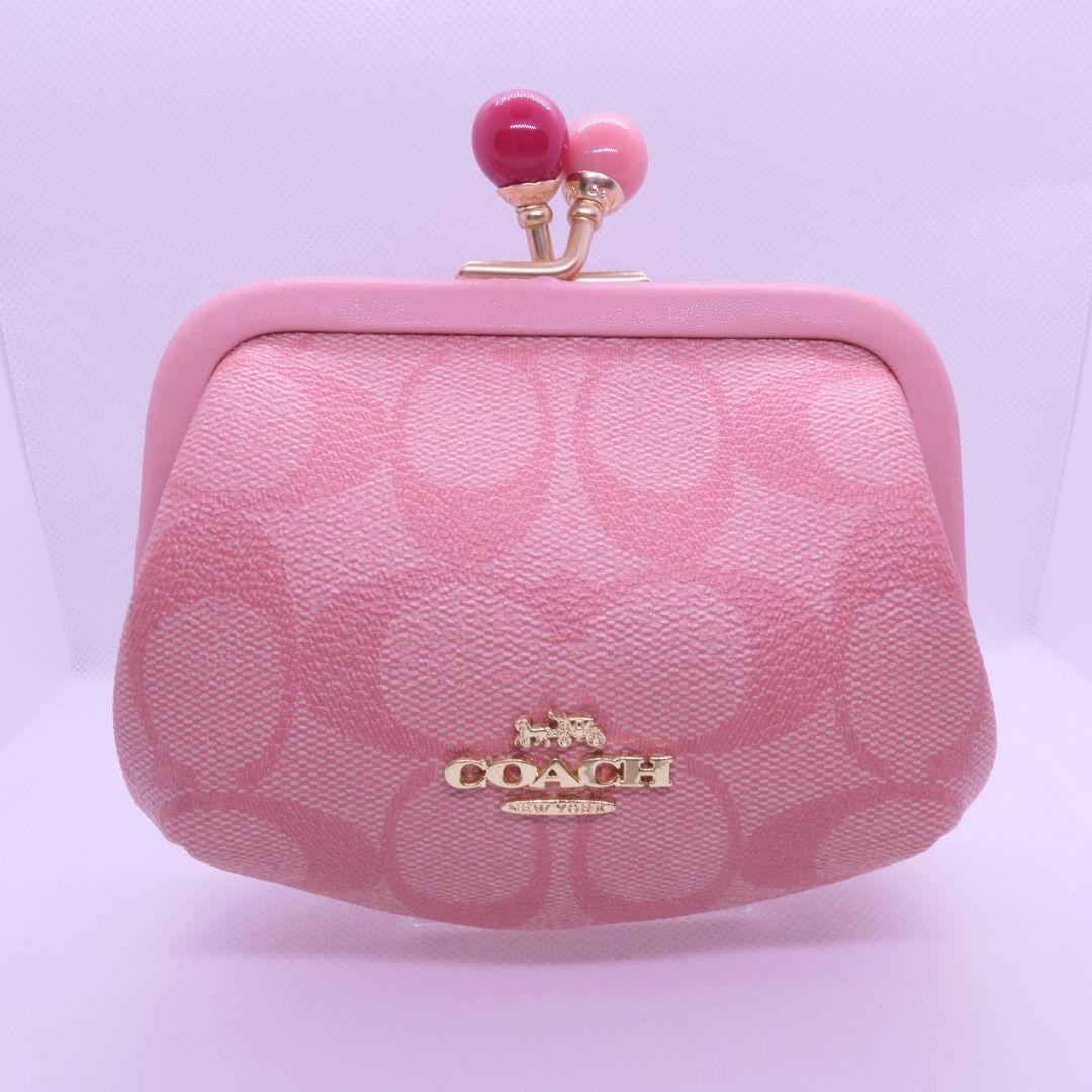 COACH シグネチャーコインケース 小銭入れ がま口財布 c1708/ピンク