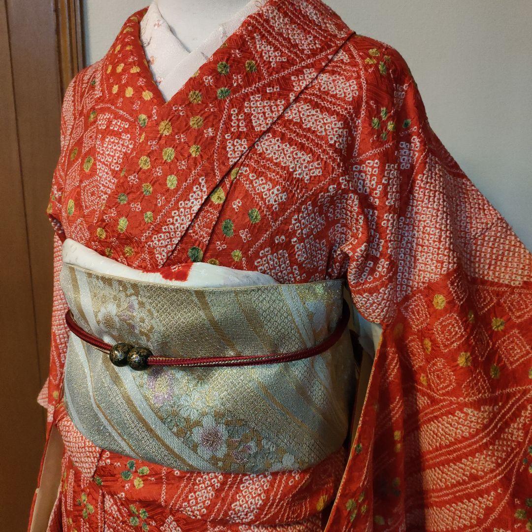 専用です。 正絹 豪華！総絞り 小紋 クリスマスお正月に 赤 - メルカリ