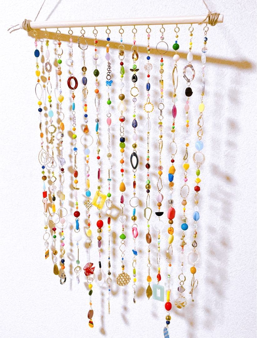 ビーズのれん♡ビーズカーテン　レトロ　ビーズインテリア　カフェカーテン ビーズのれん ビーズカーテン ビーズ カラフル ポップ のれん