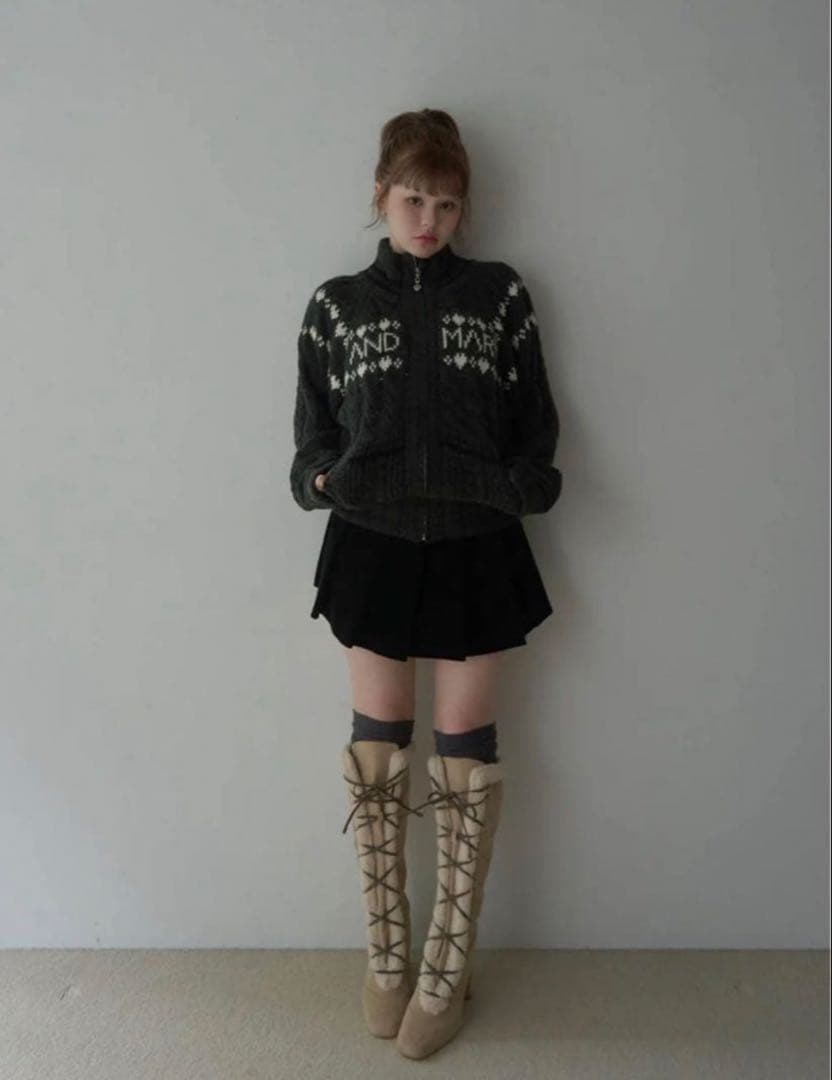 ANDMARY Mary knit cowichan gray - メルカリ