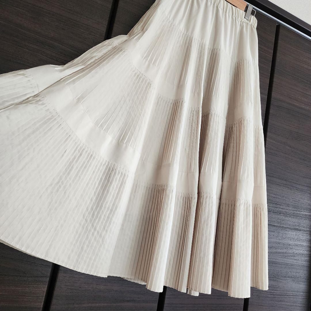 BEARDSLEY ビアズリー プリーツティアードスカート ホワイト FREE