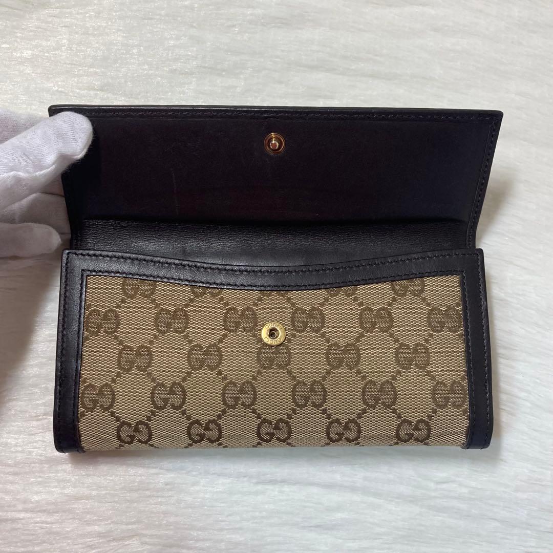希少即売 GUCCI グッチ インターロッキングG GG柄 茶色 長財布 二つ折