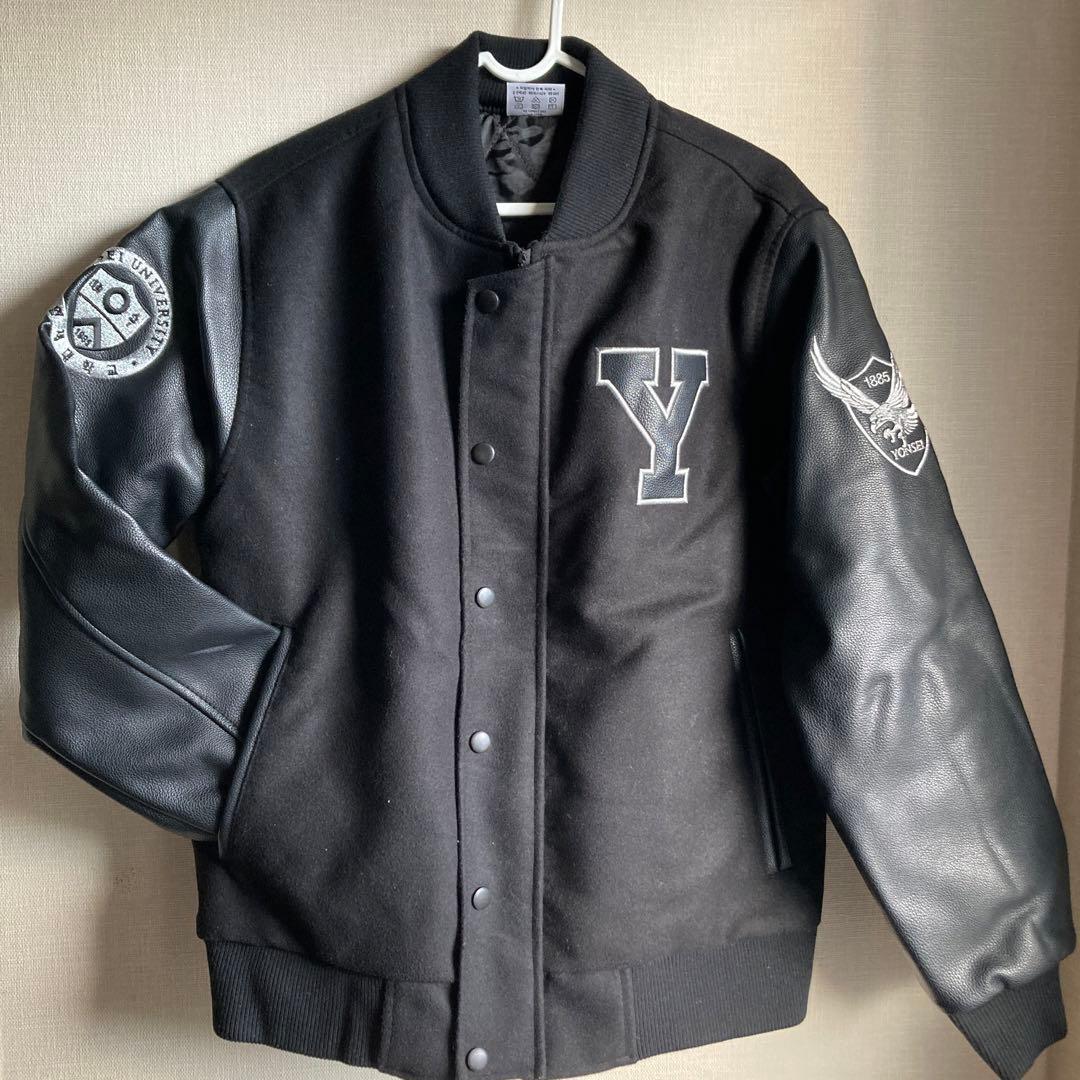 希少☆延世大学.スタジャン.ジャケット.黒.S.韓国.大学.アウター.韓国