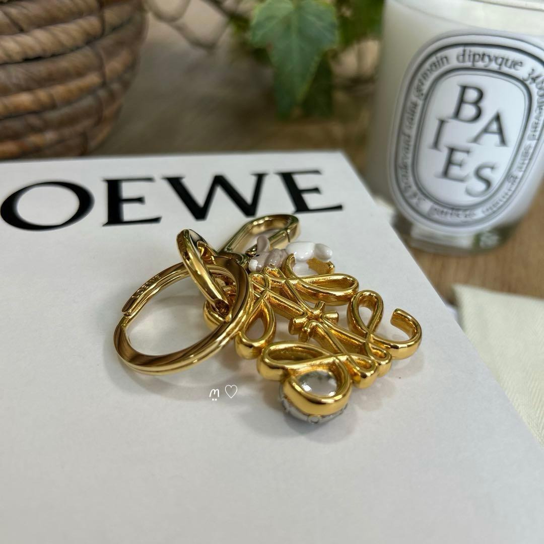 LOEWEロエベ スナフジタ うさぎアナグラムチャーム キーリングホルダー