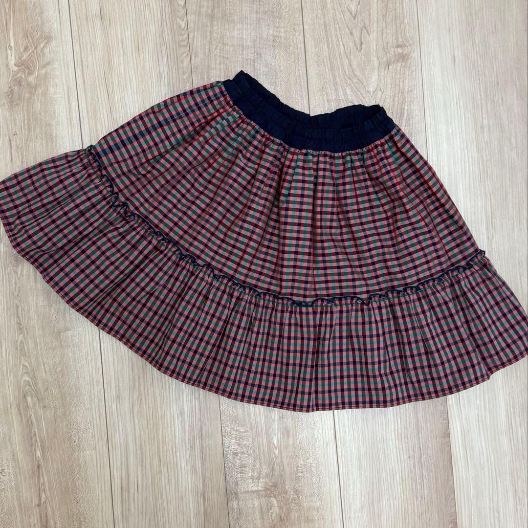 【未使用】ファミリア定番スカート 現行品130cm familiar - ファミリア スカート 90cm キッズ 女児 グレー×白【新品 未