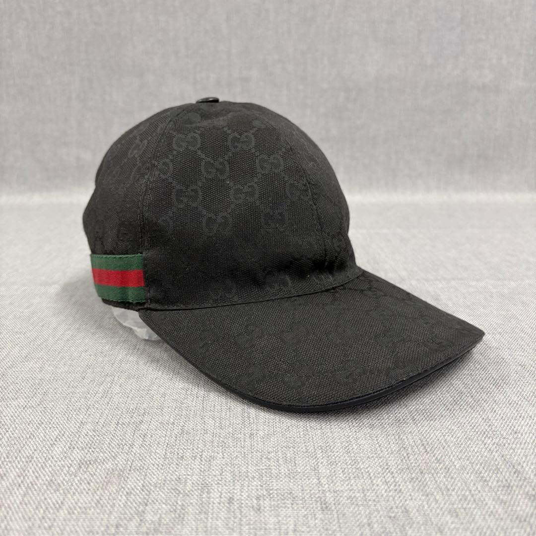 美品GUCCI グッチ GGキャンバス シェリーライン ベースボールキャップ