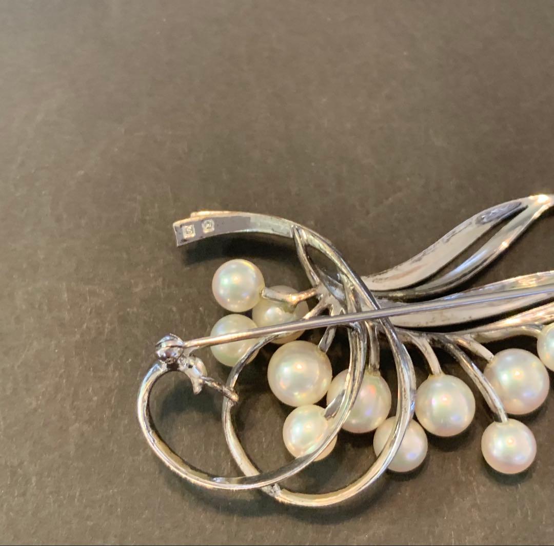 MIKIMOTOミキモトブローチアコヤ真珠本パール 11珠 シルバー皇室御用達